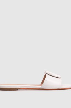 Белые кожаные шлепанцы