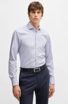 Мужская голубая рубашка с узором Голубой 41 BOSS 50533712;425