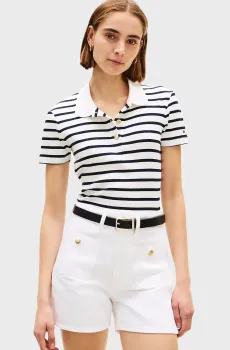 Женское белое поло в полоску GOLD BUTTON Белый XS Tommy Hilfiger WW0WW49252