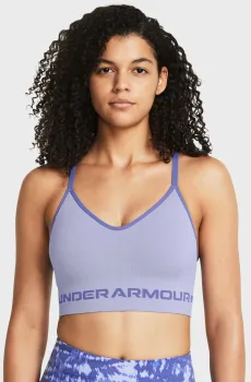 Женский сиреневый топ UA Seamless Low Long Bra Сиреневый XS Under Armour 1357719-539