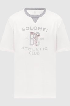 Белая футболка с брендовым принтом