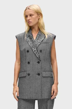 Женский серый жилет с узором embellished lapel Серый 38 Karl Lagerfeld A4W14043