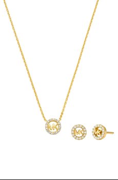 Позолоченные ожерелье и серьги Michael Kors