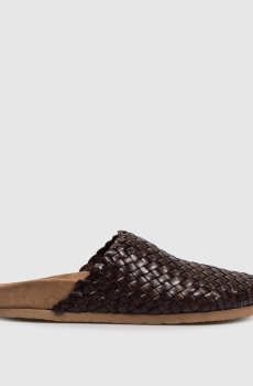 Коричневые кожаные мюли