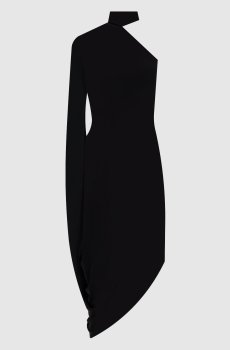 Черное платье на одно плечо