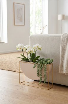 Підставка для квітів із напівкруглою накладкою на каркасі - кремовий