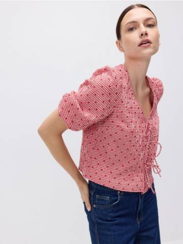Reserved - Блузка з завязками - червоний - TV522-33X