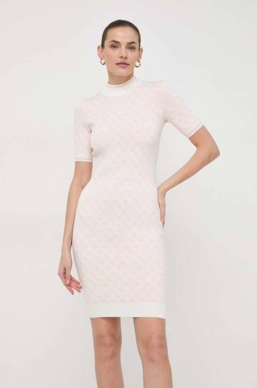 Платье Guess цвет бежевый mini облегающее Платье Guess цвет бежевый mini облегающее