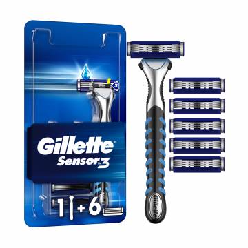 Бритва Gillette Sensor 3 с 6 сменными картриджами, мужская Бритва Gillette Sensor 3 с 6 сменными картриджами, мужская