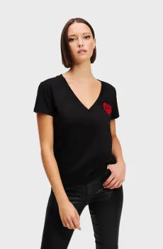 Женская черная футболка HEARTS Черный L Karl Lagerfeld A1W17116