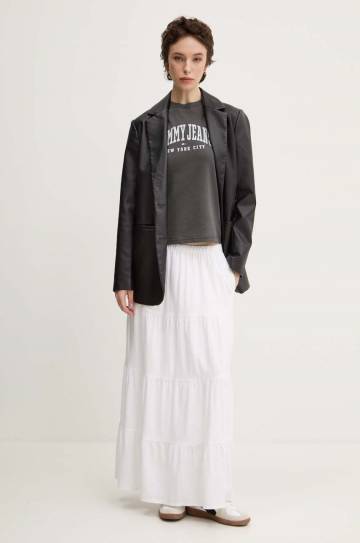 Хлопковая футболка Tommy Jeans женская цвет серый DW0DW19826 Хлопковая футболка Tommy Jeans женская цвет серый DW0DW19826