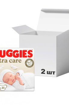 Упаковка подгузников Huggies Extra Care размер 0 (до 3.5 кг), 25 шт * 2 шт