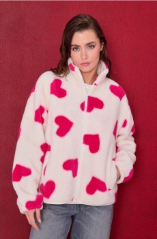 Толстовка sherpa з коміром та блискавкою - різнобарвний