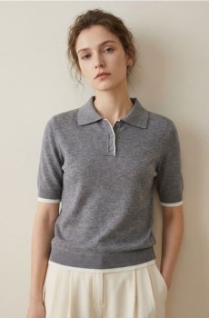 Віскозний светр з комірцем - середньо-сірий