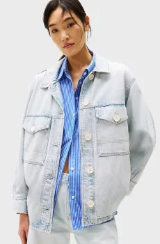 Женская голубая джинсовая куртка OVERSIZED Голубой XXS Tommy Hilfiger WW0WW44410