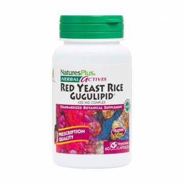 Красный дрожжевой рис и гуггулстероны NaturesPlus Herbal Actives Red Yeast Rice Gugulipid 450 мг, 60 капсул