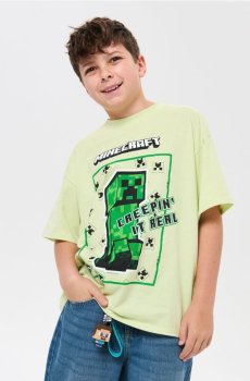 Бавовняна футболка з принтом Minecraft - світло-зелений