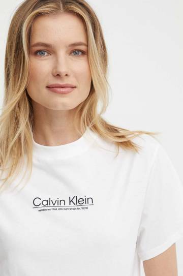 Хлопковая футболка Calvin Klein женская цвет белый K20K207005 Хлопковая футболка Calvin Klein женская цвет белый K20K207005