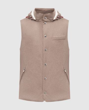 Бежевый пуховый жилет из шерсти