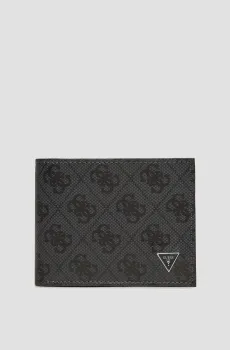 Мужской черный кожаный кошелек с узором Черный ONESIZE Guess SMVELE.LEA24;BLA