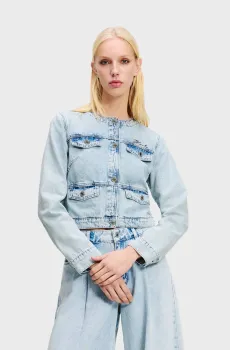 Женская голубая джинсовая куртка BUTTON DENIM JACKET Голубой L Karl Lagerfeld A2W14036