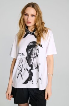 Бавовняна футболка з принтом Tupac - білий