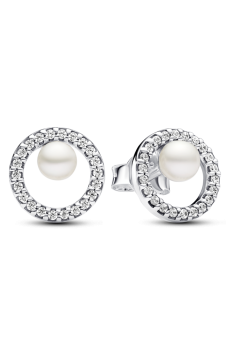 Сережки з обробленими культивованими прісноводними перлинами та паве