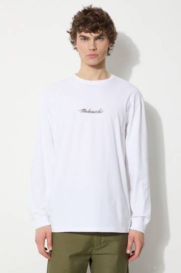 Хлопковый лонгслив Maharishi Dragon Bamboo цвет белый с аппликацией 5080.WHITE Хлопковый лонгслив Maharishi Dragon Bamboo цвет белый с аппликацией 5080.WHITE