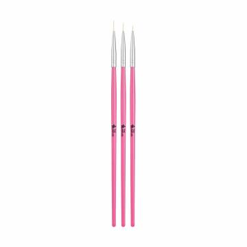 Набор кистей для росписи тонких линий и вензелей Nails Molekula Professional розовые, 3 шт (ML1033) Набор кистей для росписи тонких линий и вензелей Nails Molekula Professional розовые, 3 шт (ML1033)