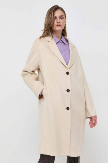 Шерстяное пальто Beatrice B цвет бежевый переходное oversize Шерстяное пальто Beatrice B цвет бежевый переходное oversize