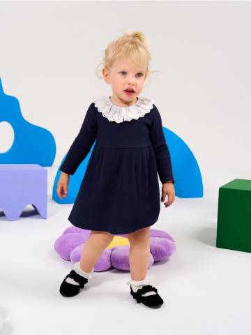 Сукня з ефектним коміром - темно-синій