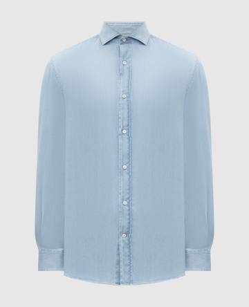 Голубая джинсовая рубашка