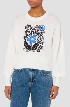 Женский белый шерстяной джемпер Белый S Moschino A0911.8203;1002