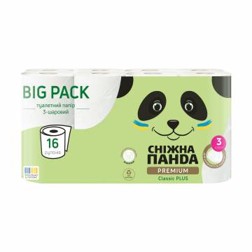 Туалетная бумага Сніжна Панда Premium Classic Plus 3х-слойная, 16 рулонов Туалетная бумага Сніжна Панда Premium Classic Plus 3х-слойная, 16 рулонов