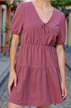 Класична міні сукня babydoll з віскозою - пильно-рожевий