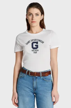Женская белая футболка REG LOGO Белый XS Gant 4200849