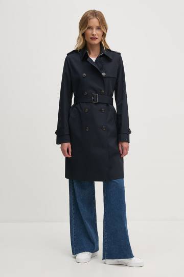 Тренч Tommy Hilfiger женский цвет синий переходной двубортный WW0WW42133 Тренч Tommy Hilfiger женский цвет синий переходной двубортный WW0WW42133