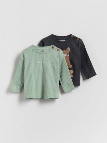 Reserved - Бавовняна кофта з довгим рукавом, набір з 2 - темно-сірий - 570BF-90X