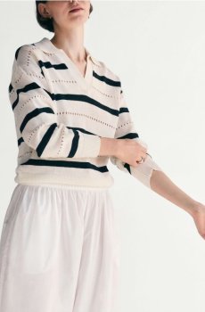 Reserved - Джемпер поло з льоном - кремовий - 145IT-01X