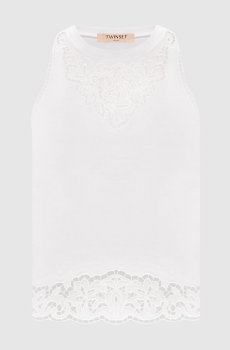 Белый топ с вышивкой ришелье