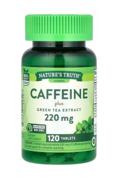 Кофеин и экстракт зеленого чая Natures Truth Caffeine Plus Green Tea Extract, 220 мг, 120 таблеток