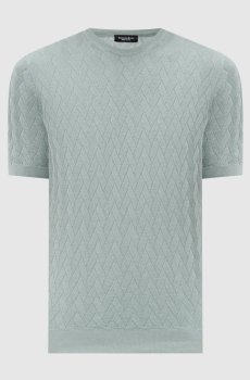 Зеленая футболка с шелком в узоре