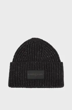 Женская черная шерстяная шапка SCRIPT GLITTER Черный ONESIZE Tommy Jeans AW0AW17984