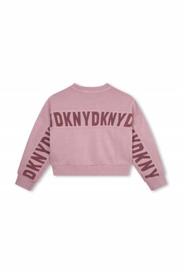 Детская хлопковая кофта Dkny цвет фиолетовый с принтом
