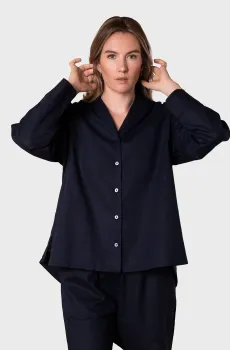 Женская темно-синяя рубашка Синий S brabrabra HOM2424004