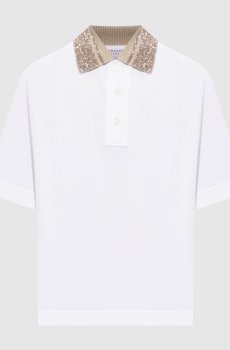 Белое поло с пайетками
