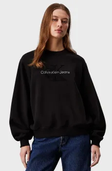 Женский черный свитшот CHENILLE MONOLOGO CREWNECK Черный XXS Calvin Klein Jeans J20J224652