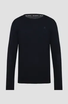 Мужской темно-синий шерстяной джемпер Синий L Karl Lagerfeld 553399.655000;690