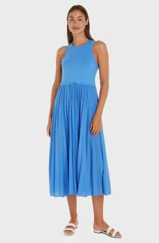 Женское голубое платье RIB TANK PLEATED Голубой L Tommy Hilfiger WW0WW39342