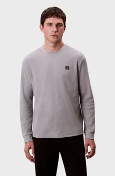 Мужской серый лонгслив WAFFLE BADGE Серый XXL Calvin Klein Jeans LV040EM217